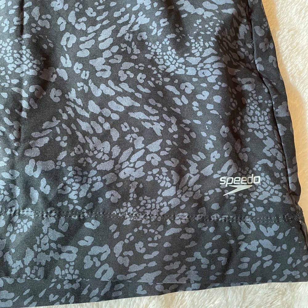Speedo Womens Black Grey Leopard Print Swim Skort Built-in Liner Medium - Picture 3 of 7